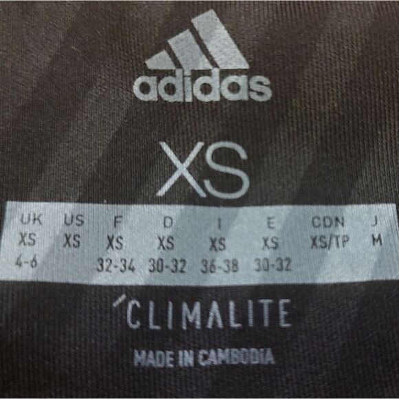 Adidas Black on Black Geometric Print Leggings Running Yoga Active US XS - Picture 7 of 8